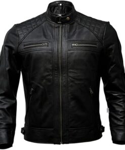 Mens Genuine Leather Biker Jacket Black | Vintage Brown Distressed Lambskin Motorcycle Jackets for Men