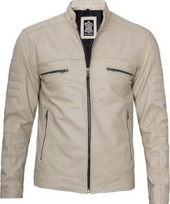 Jackets Cafe Racer Leather Jacket Men - Real Lambskin Natural Grain Leather Motorcycle Jackets For Mens