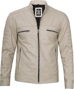 Jackets Cafe Racer Leather Jacket Men - Real Lambskin Natural Grain Leather Motorcycle Jackets For Mens