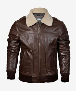 Men's leather jacket Genuine Lambskin Bomber Jacket men Brown with Removable Sherpa Collar– Premium Leather jacket men