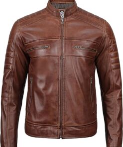 Jackets Cafe Racer Leather Jacket Men - Real Lambskin Natural Grain Leather Motorcycle Jackets For Mens