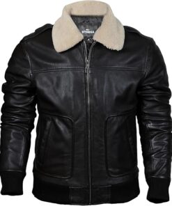 Men's leather jacket Genuine Lambskin Bomber Jacket men Brown with Removable Sherpa Collar– Premium Leather jacket men