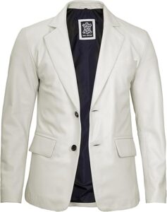 Jackets Leather Blazer for Men - Off White Real Lambskin Casual Men's Leather Jacket Coats